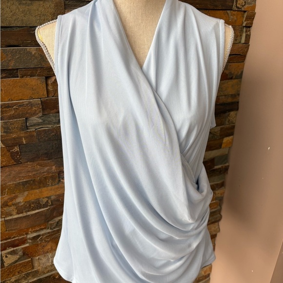 Elegant Light Blue Women's Drape Top Bloomchic Sz 12 - Picture 1 of 6